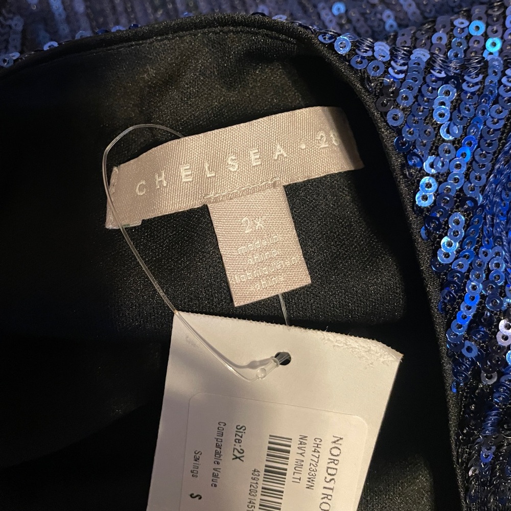 NWT Chelsea28 Blue Stunning Sequin Dress 2X‎ Party Cocktail Formal Cruise Bridal - Picture 3 of 4